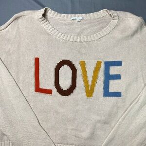 Z Supply LOVE Sweater Beige Knit Crewneck Size Large Cozy